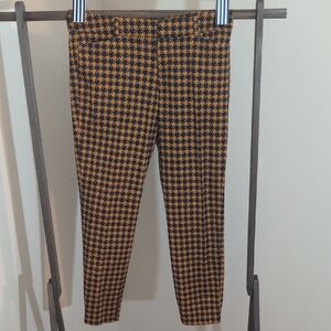 Old Navy | Women's Orange And Blue Houndstooth Patterned Pants Pixie Ankle